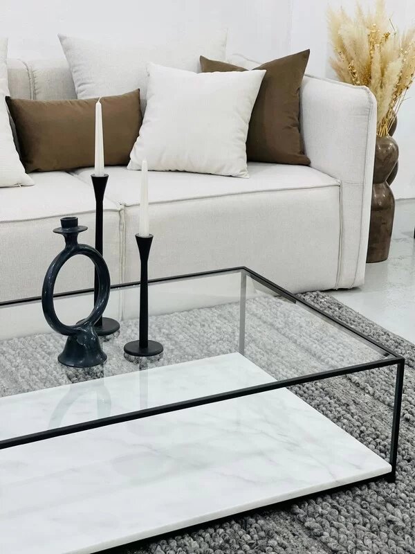 Table basse marbre et verre modèle Eclipse Kasbah Design Marrakech
