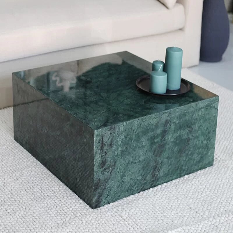 Table basse cube marbre Kasbah Design modèle Neyla vert