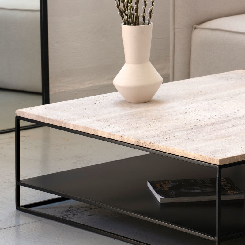 table basse en travertin kasbah design