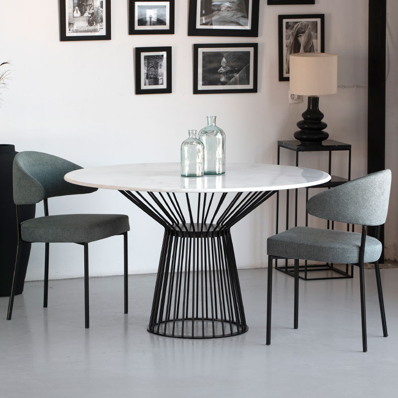 Table de repas marbre blanc Louna Kasbah Design Marrakech