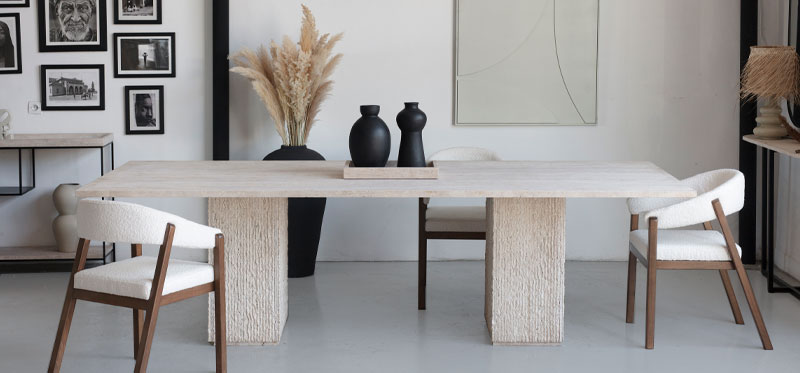 Table en travertin Seth Kasbah Design Maroc
