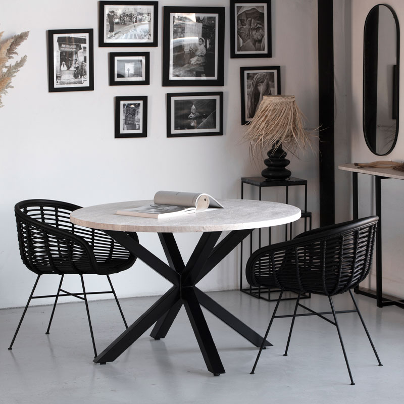 Table de repas en travertin Mika Kasbah Design Sidi-Ghanem Marrakech