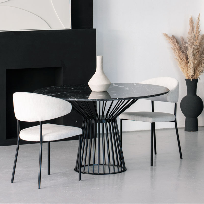 Table de repas marbre noir Louna Kasbah Design Marrakech