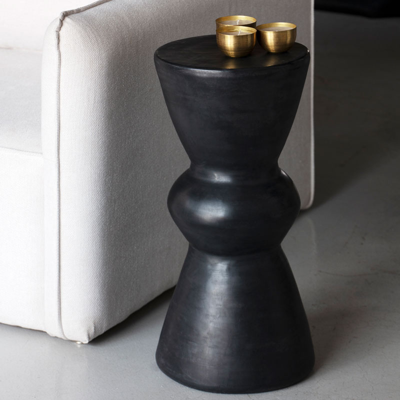 Table d'appoint Tika céramique noir Kasbah Design
