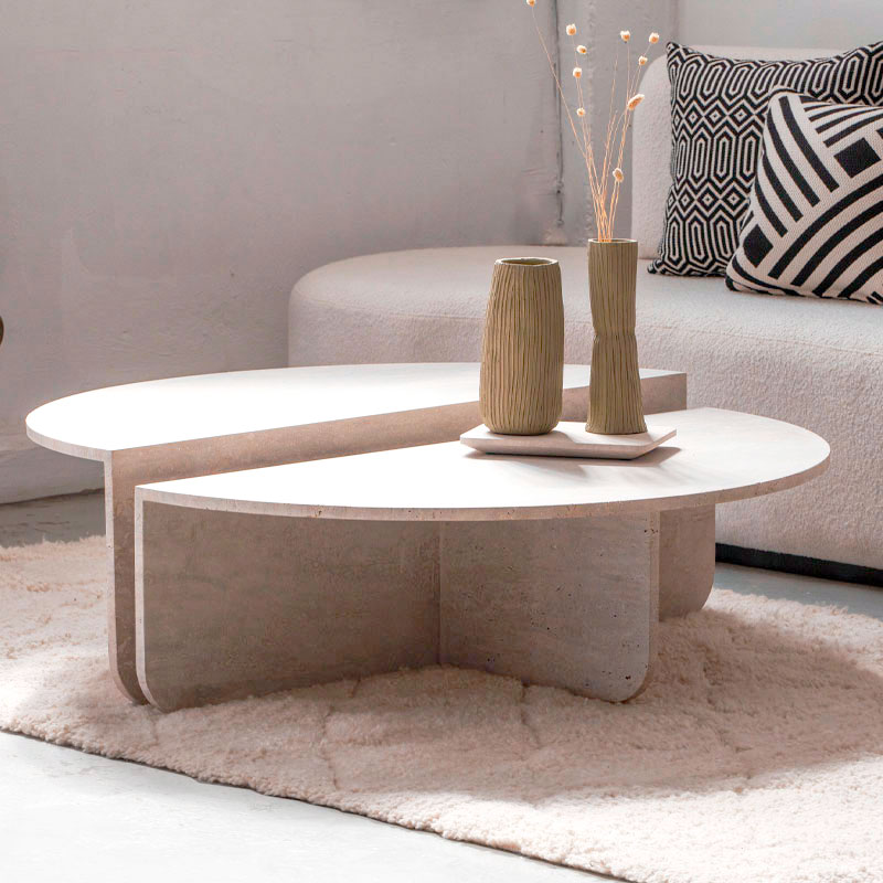 Table basse travertin Sahel Kasbah Design Marrakech Maroc