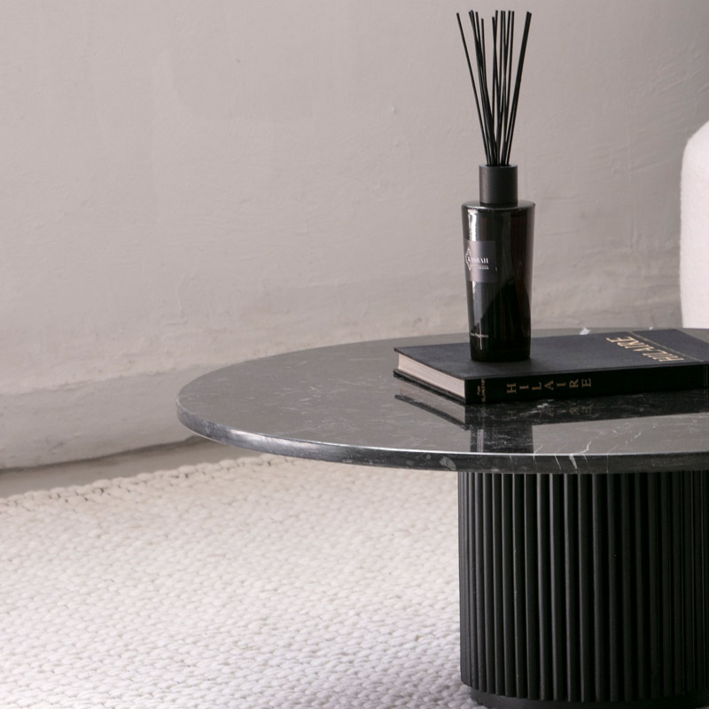 Duo de tables basses CASA noir en marbre et bois Kasbah Design Marrakech