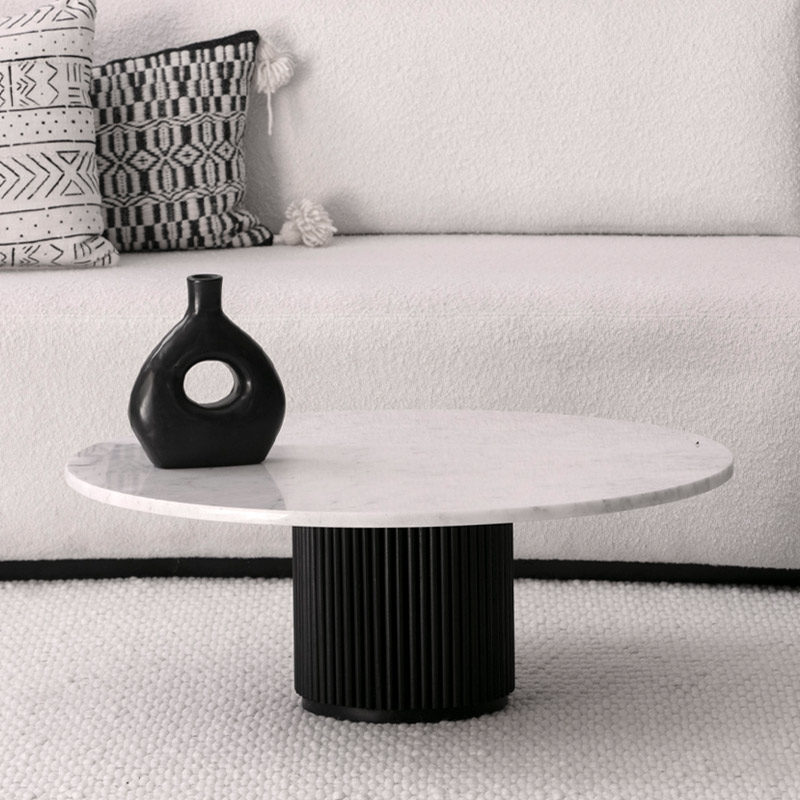 Table basse en marbre blanc. Modèle Taza Kasbah Design Marrakech