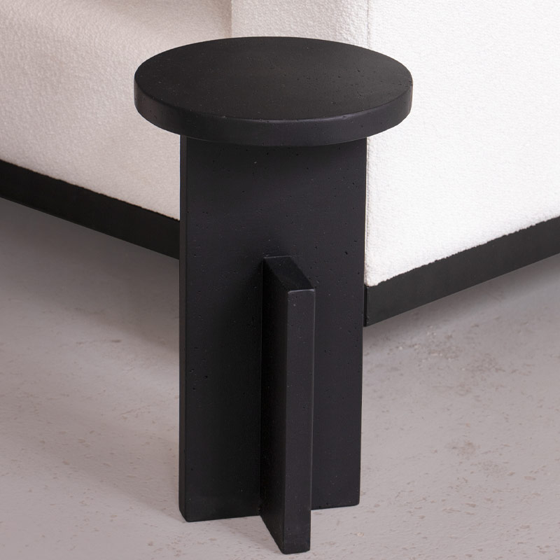 Table d'appoint Joba noir travertin Kasbah Design