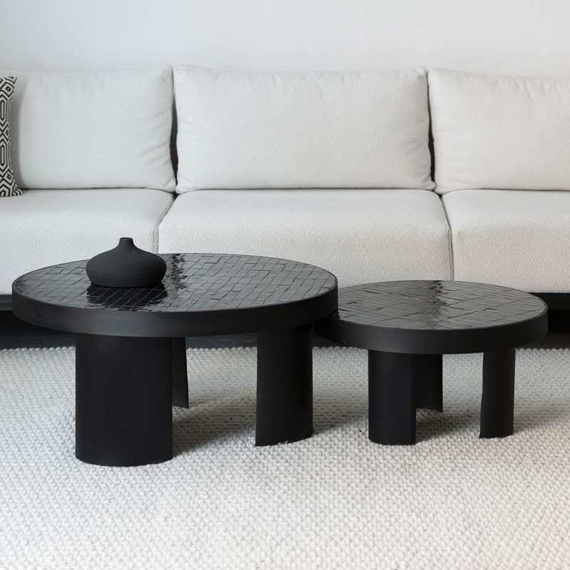 Duo tables basses Zellige Brema noir Kasbah Design Marrakech