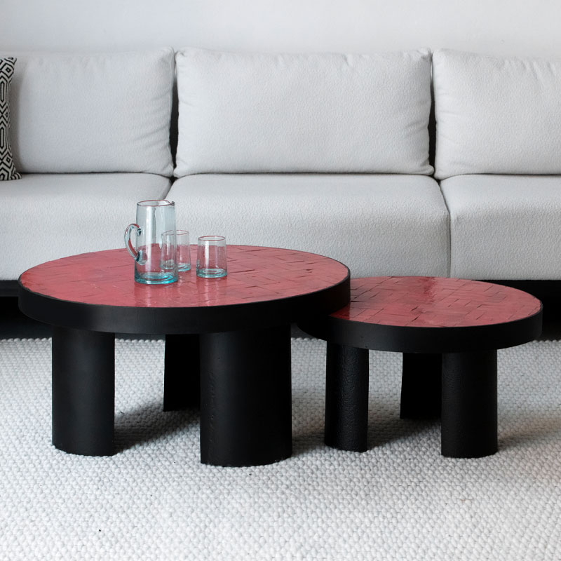 Duo tables basses Zellige Darla rouge Kasbah Design Marrakech