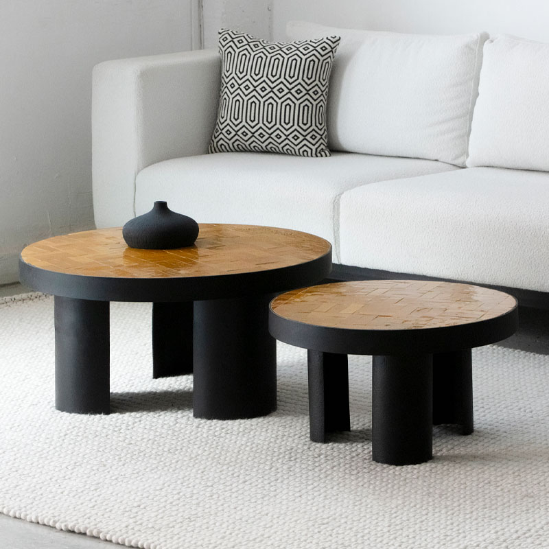 Duo tables basses Zellige Brema ocre Kasbah Design Marrakech