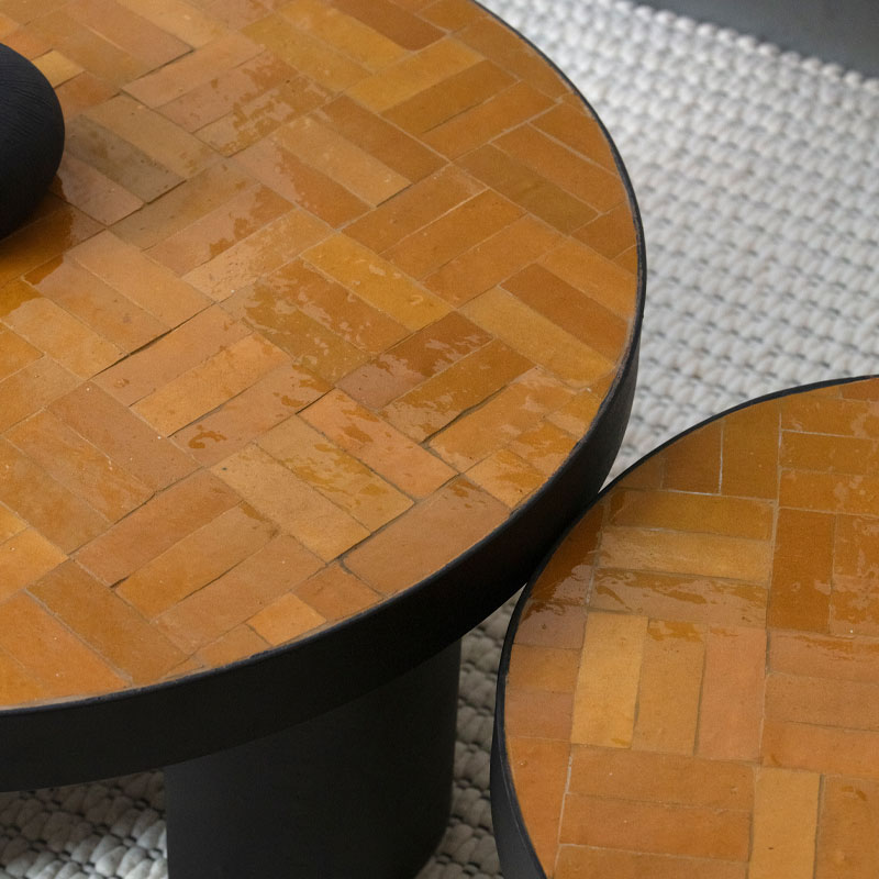Duo tables basses Zellige Brema ocre Kasbah Design Marrakech