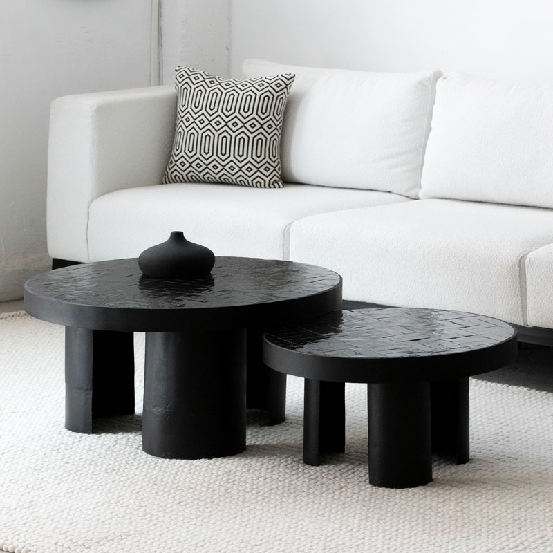 Duo tables basses Zellige Brema noir Kasbah Design Marrakech