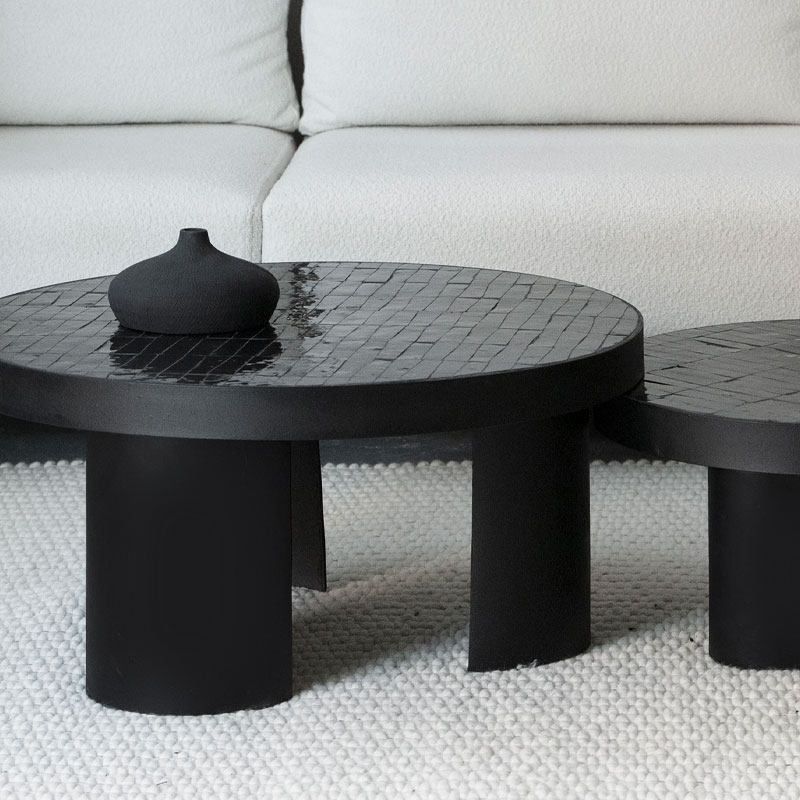 Duo tables basses Zellige Darla noir Kasbah Design Marrakech
