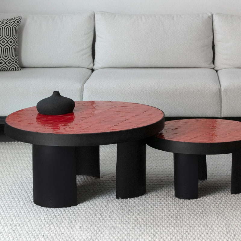 Duo tables basses Zellige Darla rouge Kasbah Design Marrakech