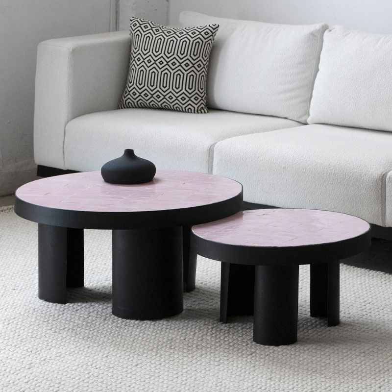 Duo tables basses Zellige Telah rose Kasbah Design Marrakech