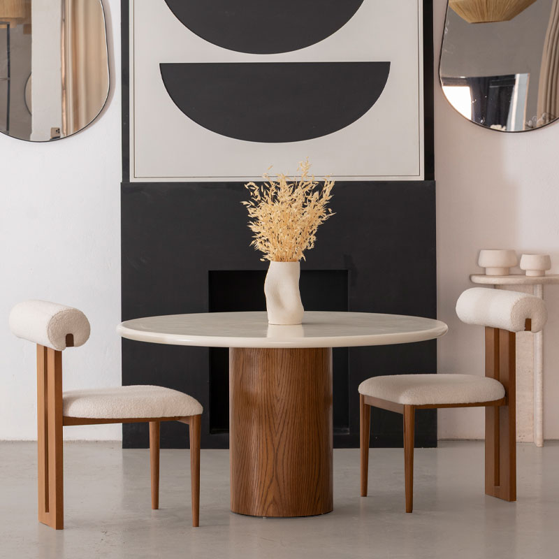 Table de repas Taymie en béton ciré et bois Kasbah Design Marrakech