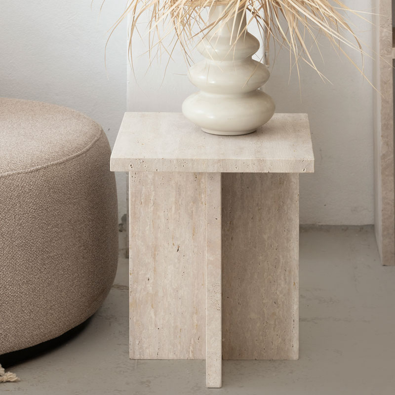 Table d'appoint en travertin Tamara Marrakech Kasbah Design