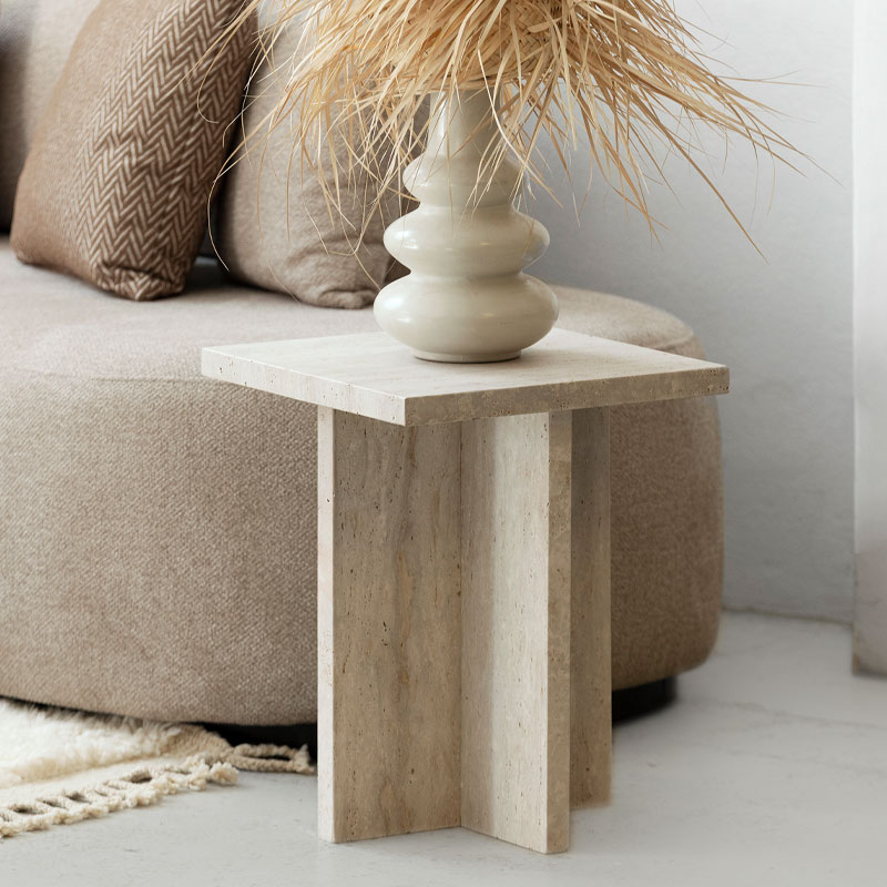 Table d'appoint en travertin Tamara Marrakech Kasbah Design