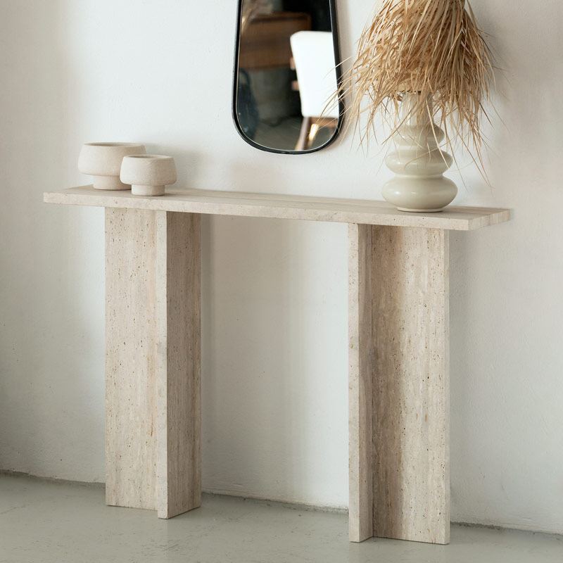 Console Lucia en travertin Kasbah Design Marrakech