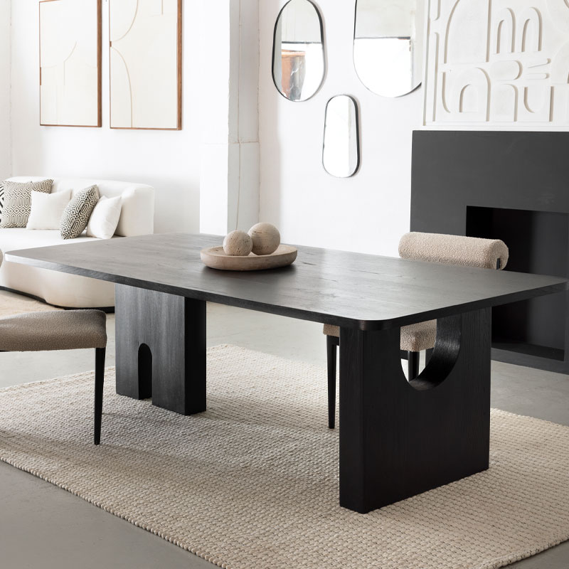 Table Massa en chêne teinté noir Kasbah Design Marrakech