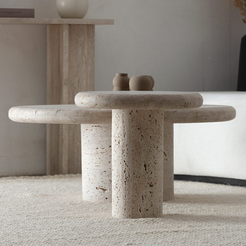 Tables basses en travertin Duo Dana Marrakech Kasbah Design