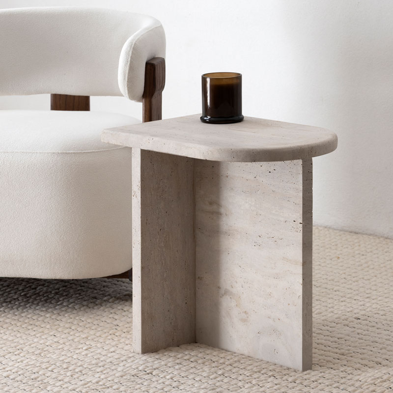 Table d'appoint en travertin Elya Marrakech Kasbah Design