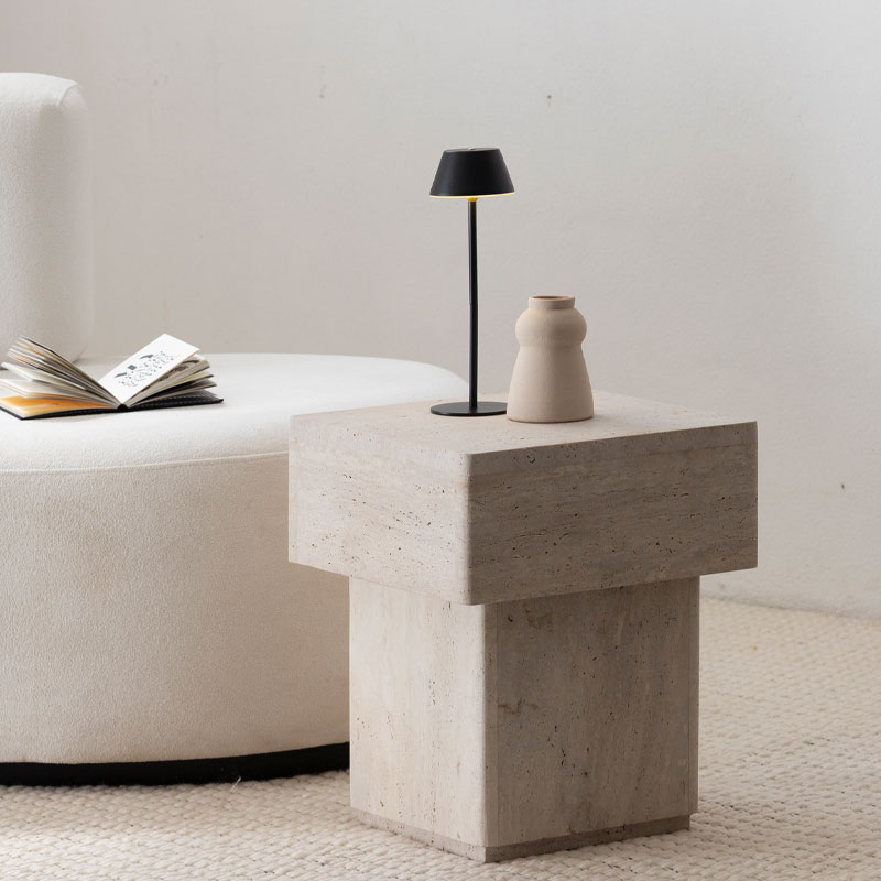 Table d'appoint en travertin Noren Marrakech Kasbah Design