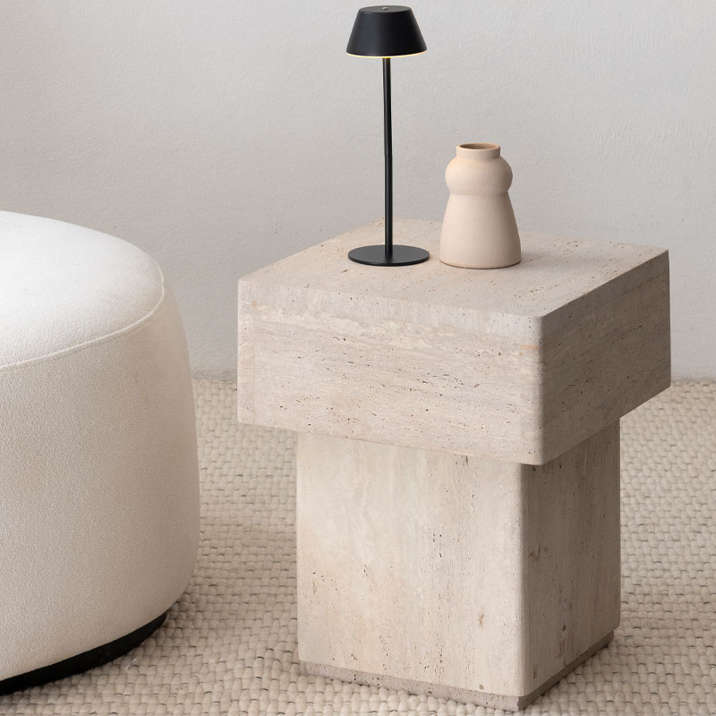 Table d'appoint en travertin Noren Marrakech Kasbah Design