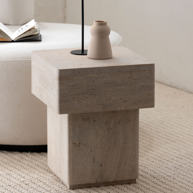 Table d'appoint en travertin Noren Marrakech Kasbah Design